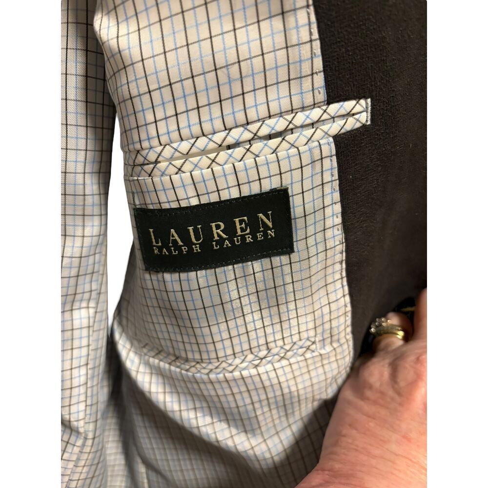 Ralph Lauren Jacket Men's Size 42L Black Faux Suede Single Breasted Blazer Soft - Picture 12 of 14